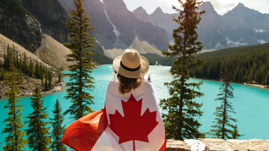 Imagem canada lago bandeira